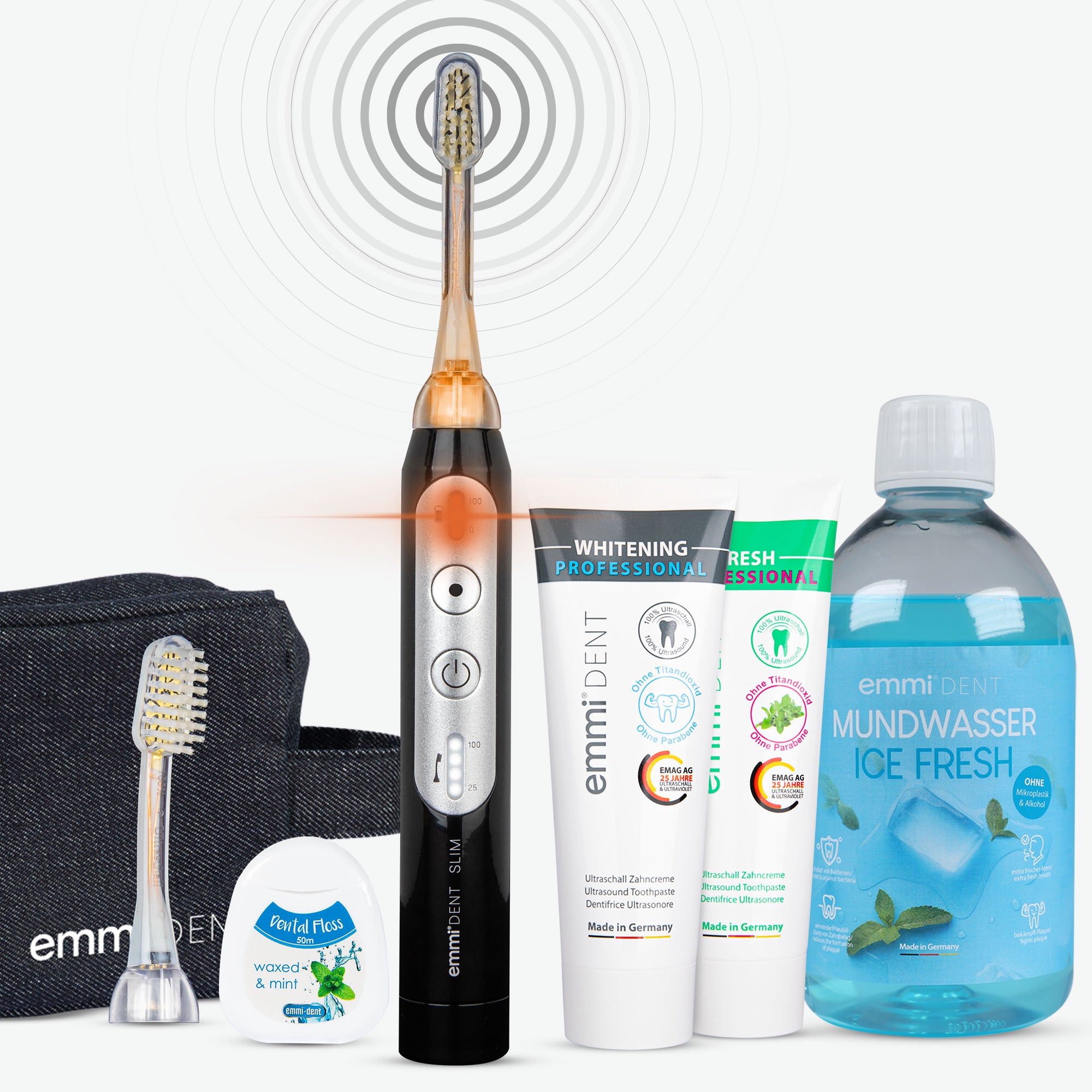 Ultraschallzahnbürste Slim Weiße Zähne Set